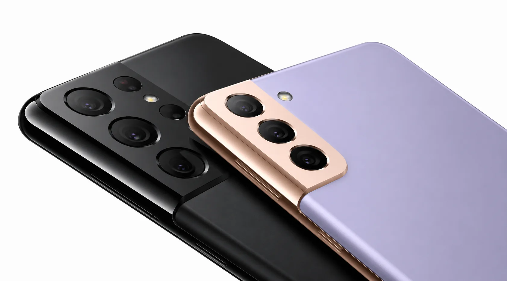 Teléfonos Samsung Galaxy en color negro y violeta
